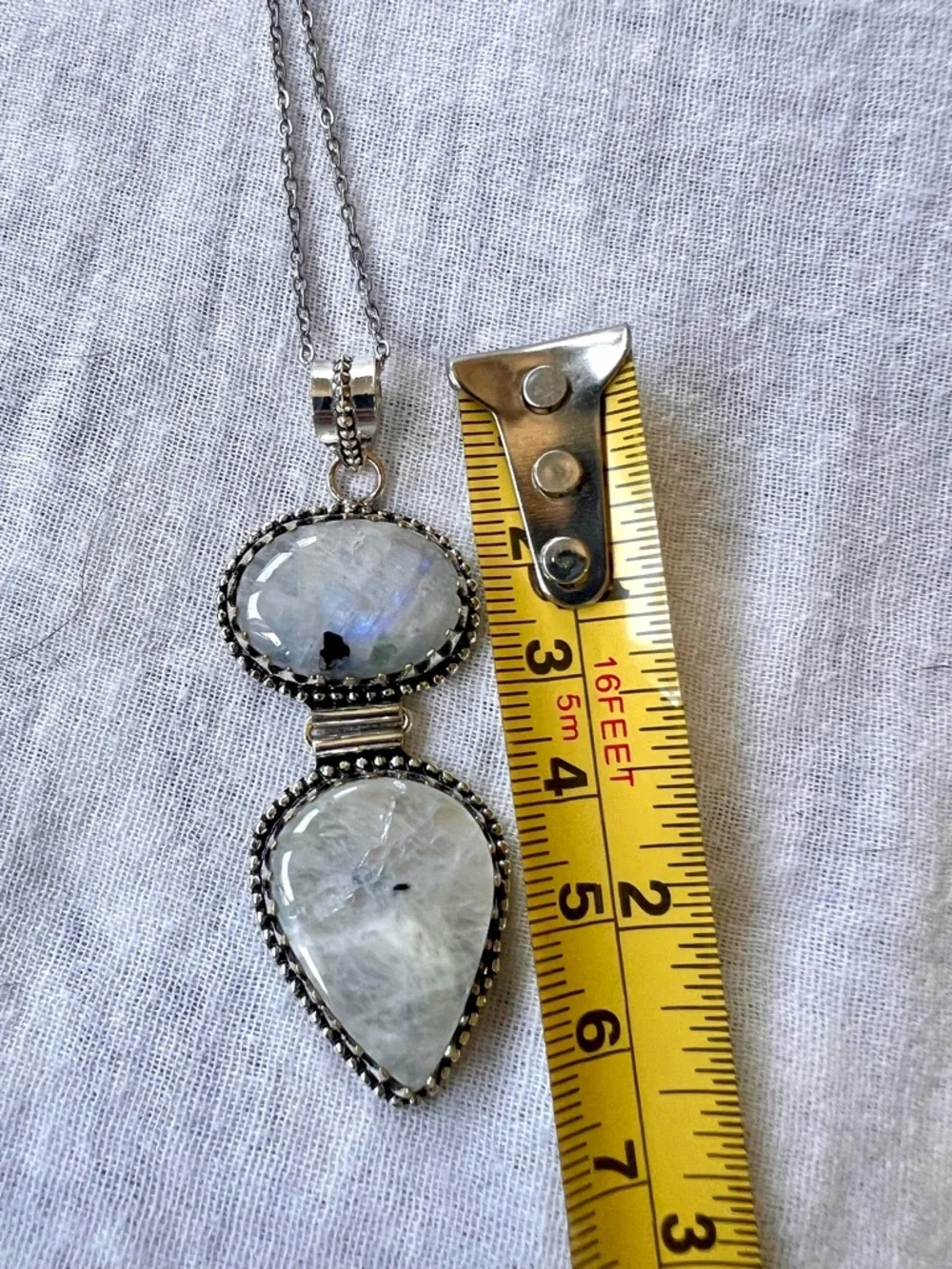 925 OMG OMG! Insane Flash Rainbow Moonstone Pendant Necklace - Picture 5 of 11